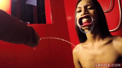 Ladyboy Gan Pissed On And Mouth Fucked