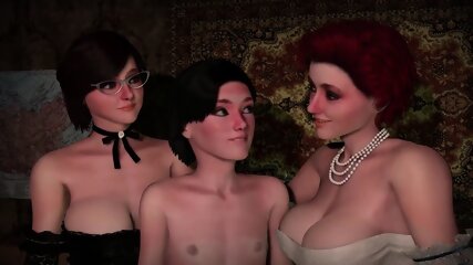 threesome, blowjob, hentai, facial