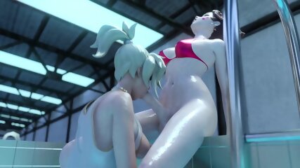 Animation Rule 34 Futanari Porn. The Woman Satisfied The Dickgirl's Dick Right In The Pool.