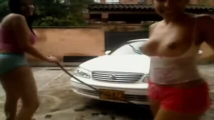 Hot Amateur Latinas Doing Sexy Carwash On Webcam