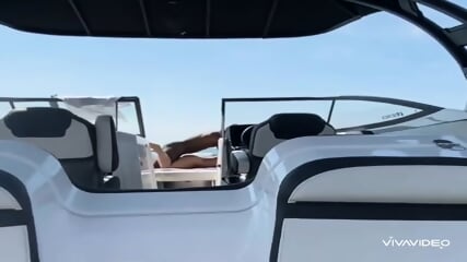 Filming on yacht, outdoor, amateur, interracial