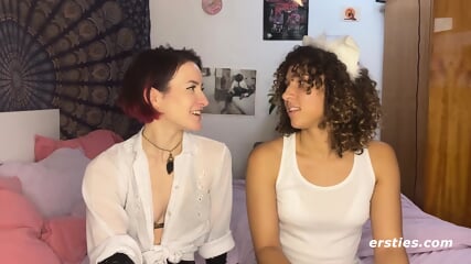 Lesbian Strap On, Lesbian Sex, Pussy Rubbing, brunette