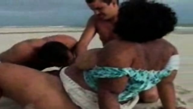 Real big mom fuck 2 guys on beach